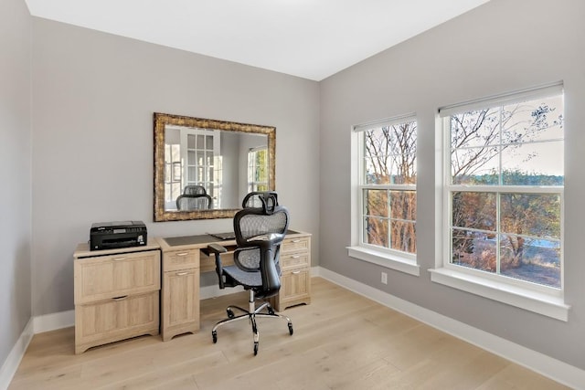 office area featuring light wood-type flooring