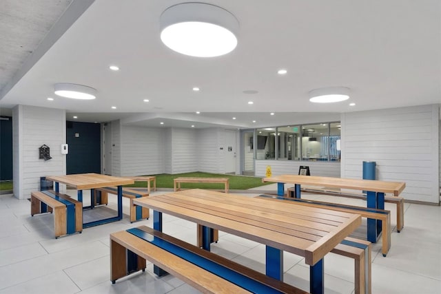 recreation room featuring light tile patterned floors