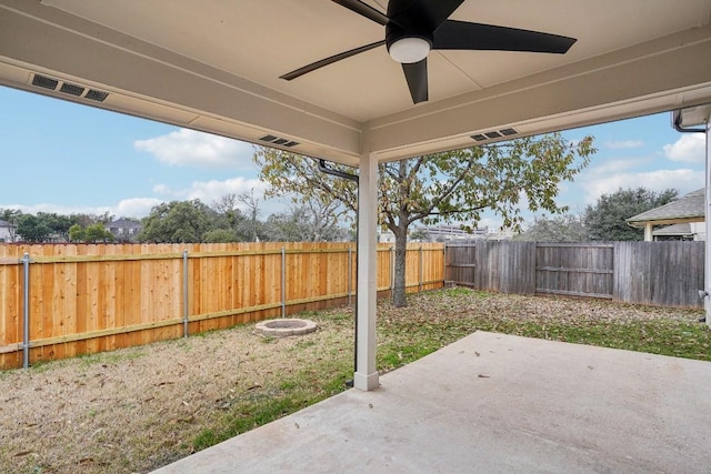 view of patio / terrace with ceiling fan