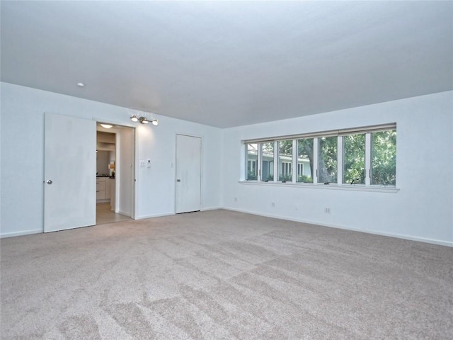 spare room featuring light colored carpet