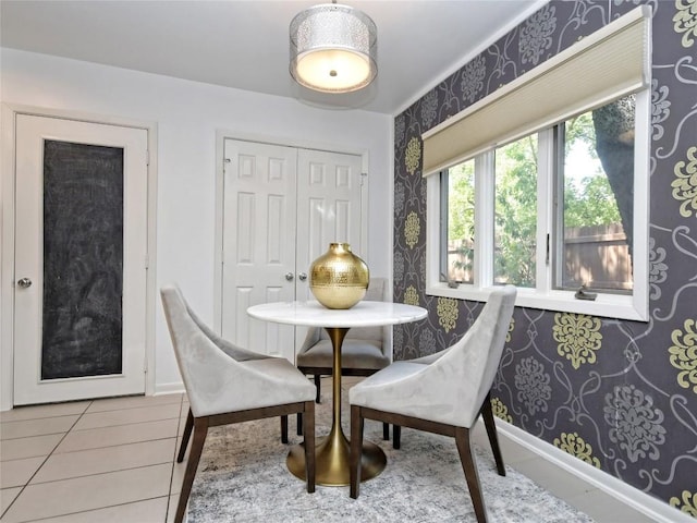 dining area with tile patterned floors