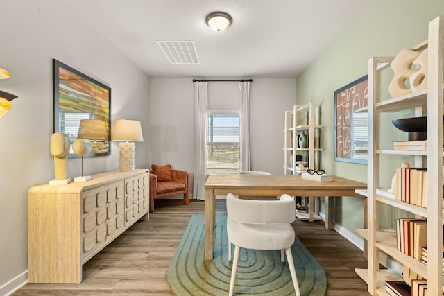 home office featuring light wood-type flooring