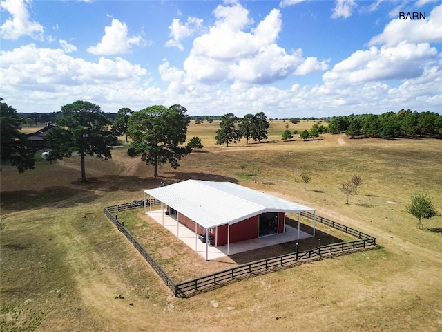 aerial view featuring a rural view