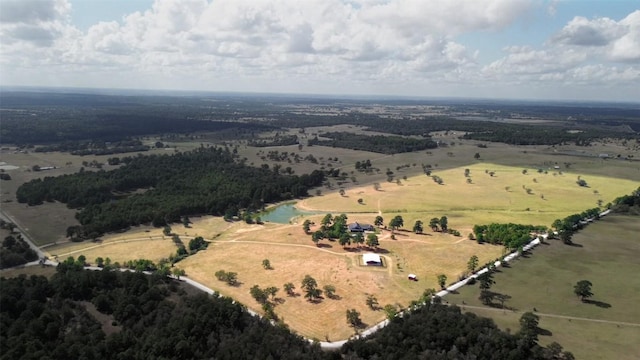 aerial view featuring a rural view and a water view