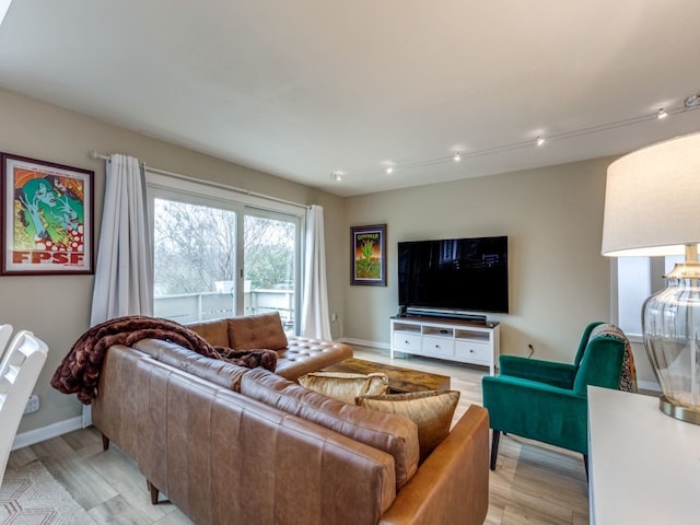 living room with light wood-type flooring