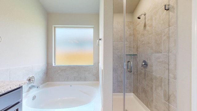 bathroom with independent shower and bath