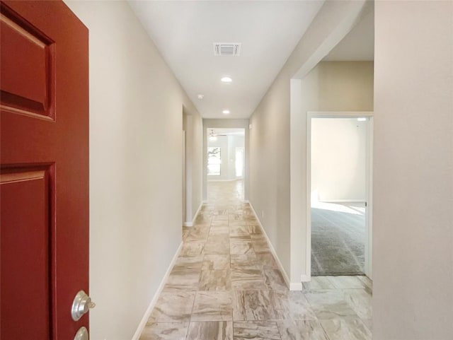 116 San View Dr, Georgetown, TX 78628 - hall with light marble finish flooring and recessed lighting