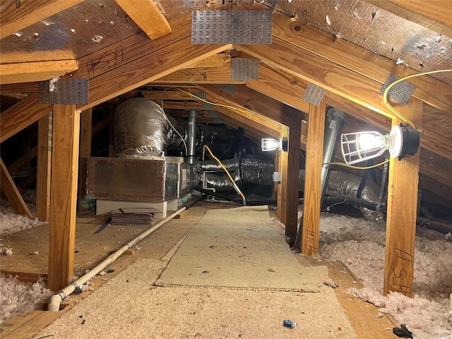 view of unfinished attic