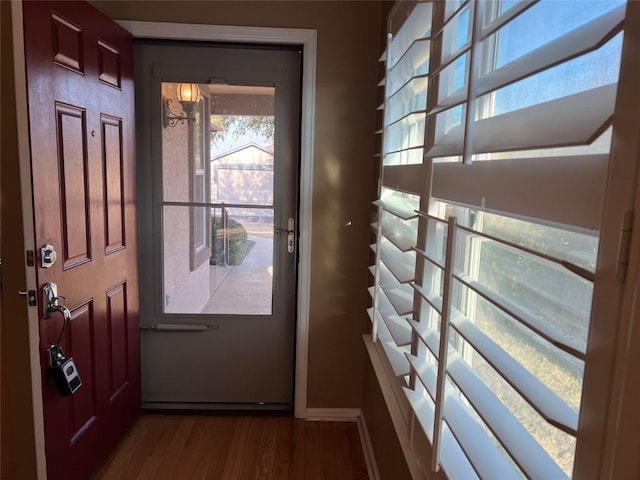 doorway featuring dark hardwood / wood-style flooring