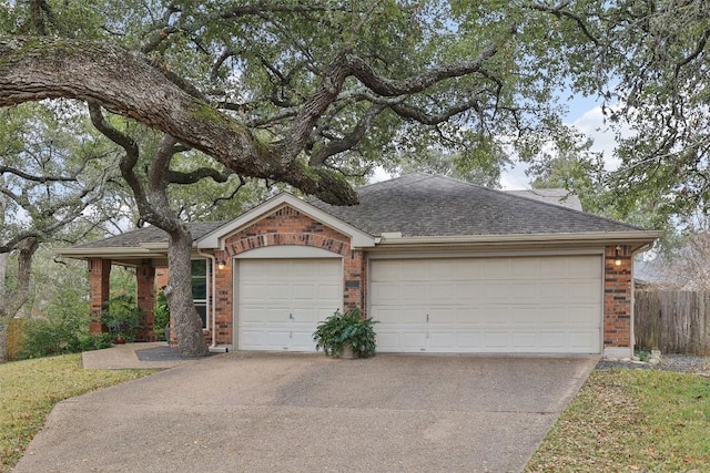 ranch-style home with a garage