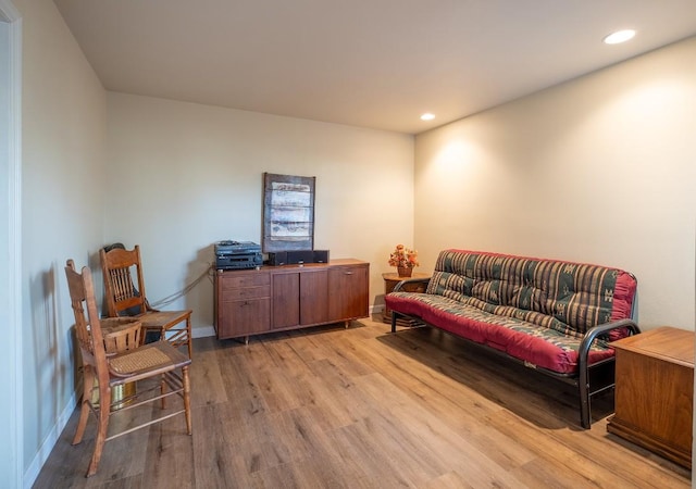 living area with light wood-type flooring