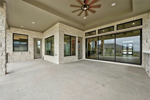 view of patio with ceiling fan