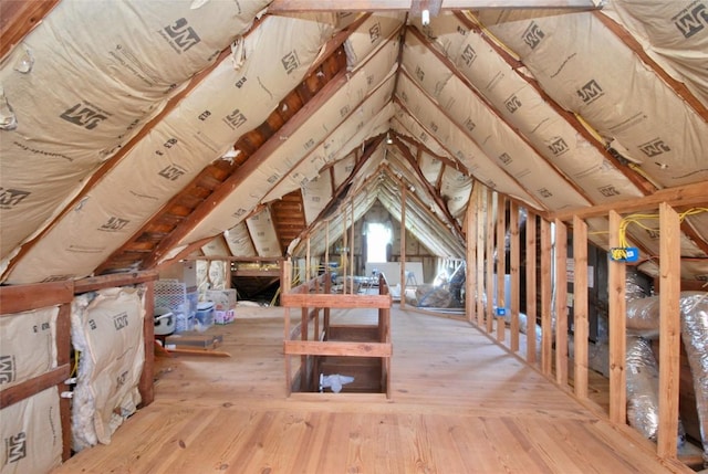 view of unfinished attic