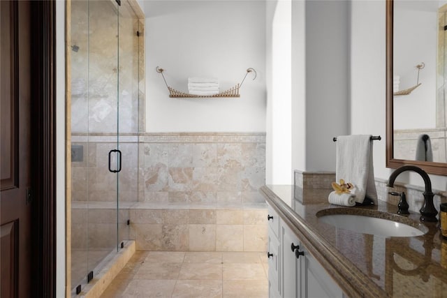 4908 Mirador Dr, Austin, TX 78735 - bathroom featuring a stall shower and vanity