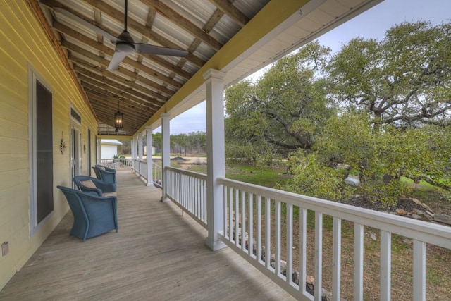 deck featuring ceiling fan