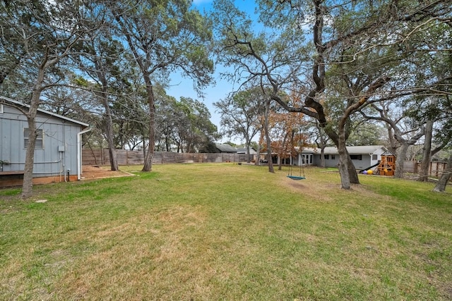 view of yard featuring a playground