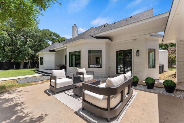 608 Whispering Oaks Dr, Salado, TX 76571 - view of patio / terrace with an outdoor living space and central air condition unit