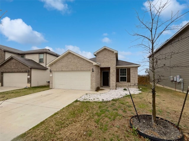 view of front of house with a garage and a front yard