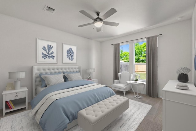 19216 Lady Bird Johnson St, Manor, TX 78653 - bedroom featuring light colored carpet and a ceiling fan