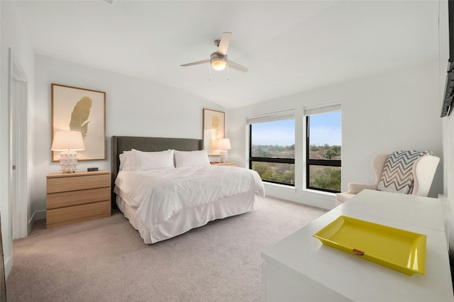 2050 Lohmans Spur Rd Unit 101, Lakeway, TX 78734 - bedroom with light carpet, lofted ceiling, and ceiling fan