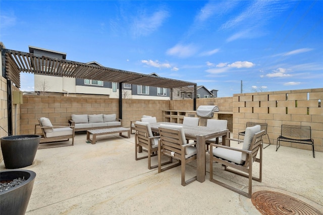 2050 Lohmans Spur Rd Unit 101, Lakeway, TX 78734 - fenced backyard featuring outdoor dining area, a patio, an outdoor hangout area, and a grill