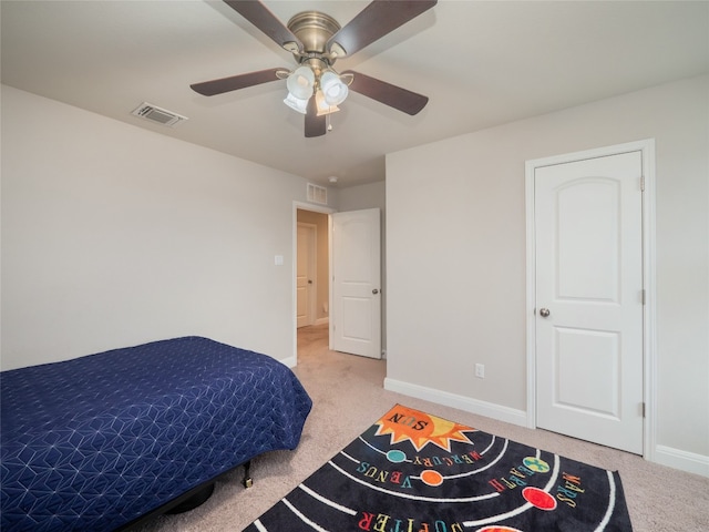 237 Andele Way, Liberty Hill, TX 78642 - carpeted bedroom with baseboards and a ceiling fan