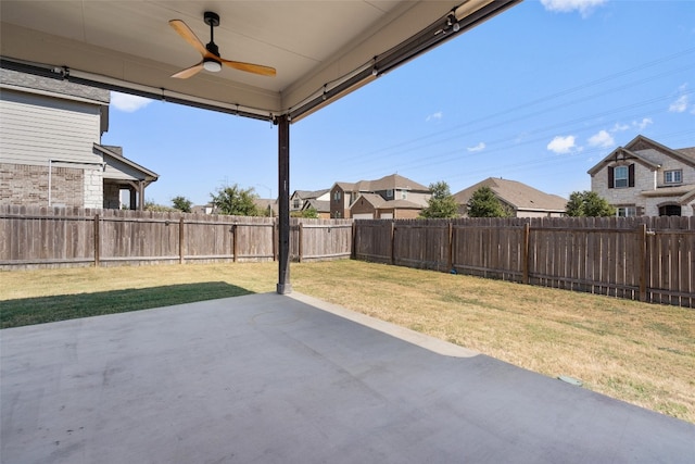 view of patio with ceiling fan