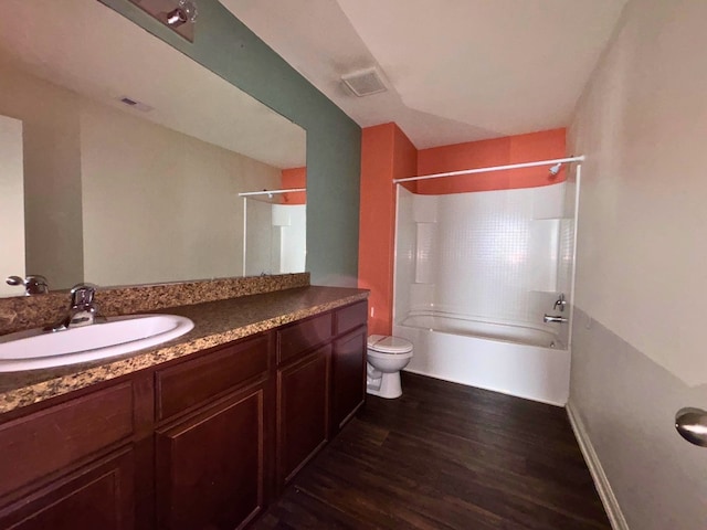 2709 Calypso Pl, Texas City, TX 77568 - full bath with wood finished floors, bathing tub / shower combination, toilet, and vanity