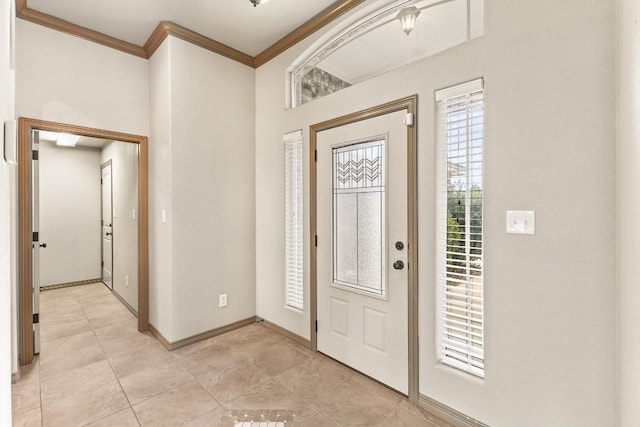 entryway with crown molding