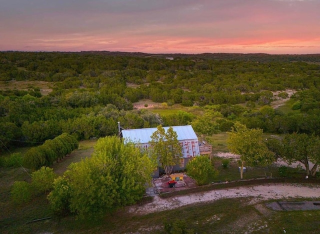 view of aerial view at dusk