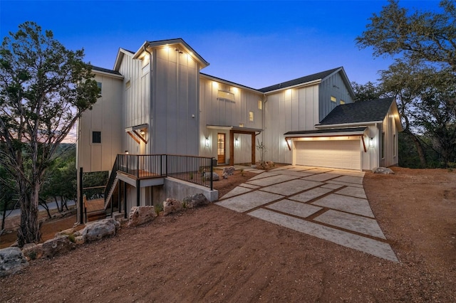 view of front of house with a garage