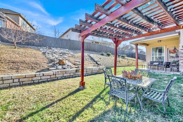 view of yard featuring a patio and a pergola