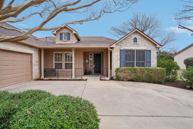 single story home with a garage