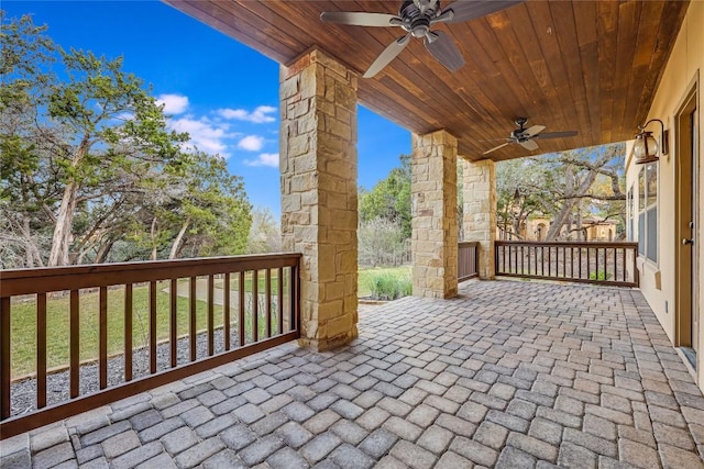 view of patio / terrace featuring ceiling fan