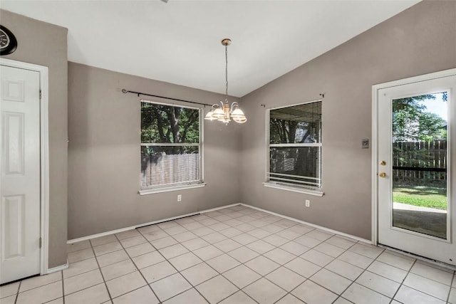 9145 Swanson Ln, Austin, TX 78748 - unfurnished dining area with baseboards, a chandelier, a healthy amount of sunlight, and lofted ceiling