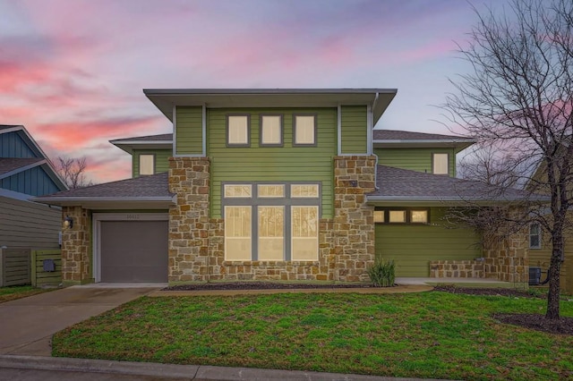 10610 Wills Loop, Austin, TX 78717 - traditional-style home with stone siding, driveway, a shingled roof, and a garage