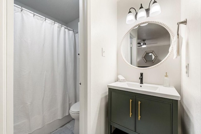 5608 Cougar Dr Unit 220, Austin, TX 78745 - full bathroom with vanity, a ceiling fan, and toilet