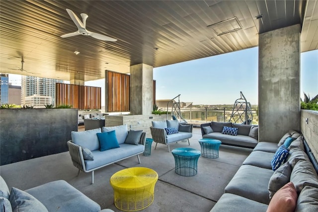 222 W Ave Unit 1312, Austin, TX 78701 - view of patio featuring an outdoor hangout area and ceiling fan