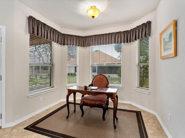 home office featuring light tile patterned floors