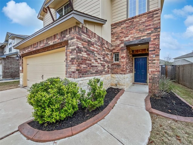 property entrance featuring a garage