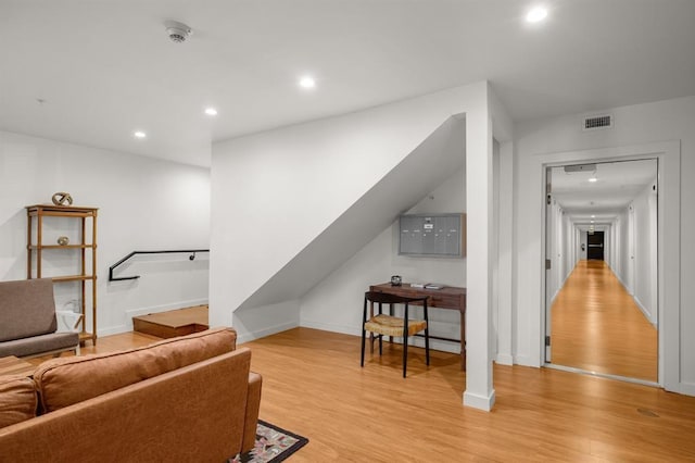 living room featuring light hardwood / wood-style flooring