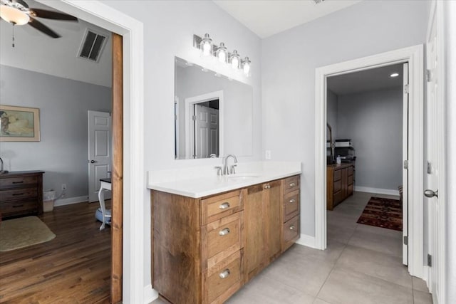 1430 Antioch Rd, Paige, TX 78659 - bathroom featuring vanity and a ceiling fan