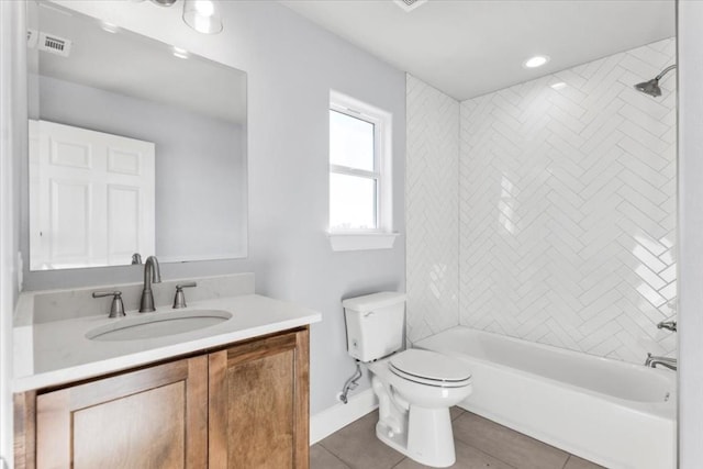 1430 Antioch Rd, Paige, TX 78659 - bathroom featuring vanity, tile patterned floors, and shower / tub combination