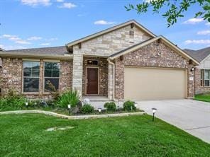 view of front facade featuring a garage and a front lawn