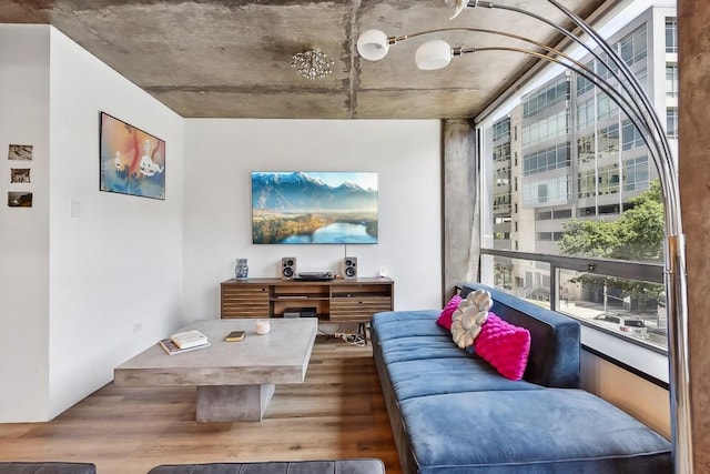 living area featuring hardwood / wood-style floors