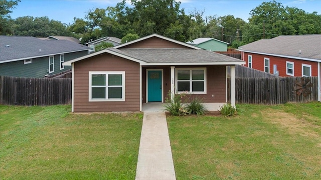 view of front of home with a front lawn