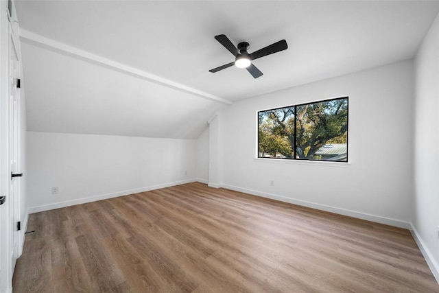3507 Lovage Dr, Austin, TX 78727 - additional living space with wood finished floors, lofted ceiling, and a ceiling fan