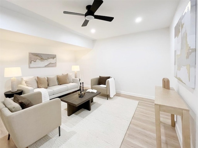 3507 Lovage Dr, Austin, TX 78727 - living area featuring light wood finished floors, a ceiling fan, and recessed lighting