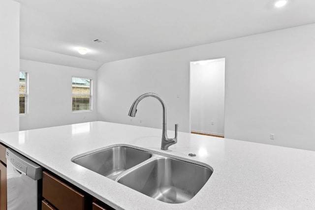 3201 Fresh Spring Rd, Pflugerville, TX 78660 - kitchen featuring a sink, stainless steel dishwasher, recessed lighting, and light stone countertops