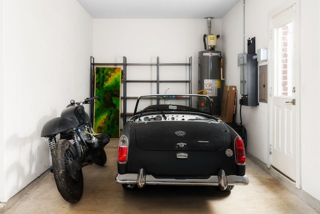 garage featuring gas water heater